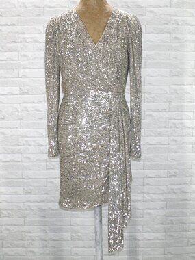 ALEX MARIE Dress Milly Sequin Glitter Formal Cocktail Party Silver 8